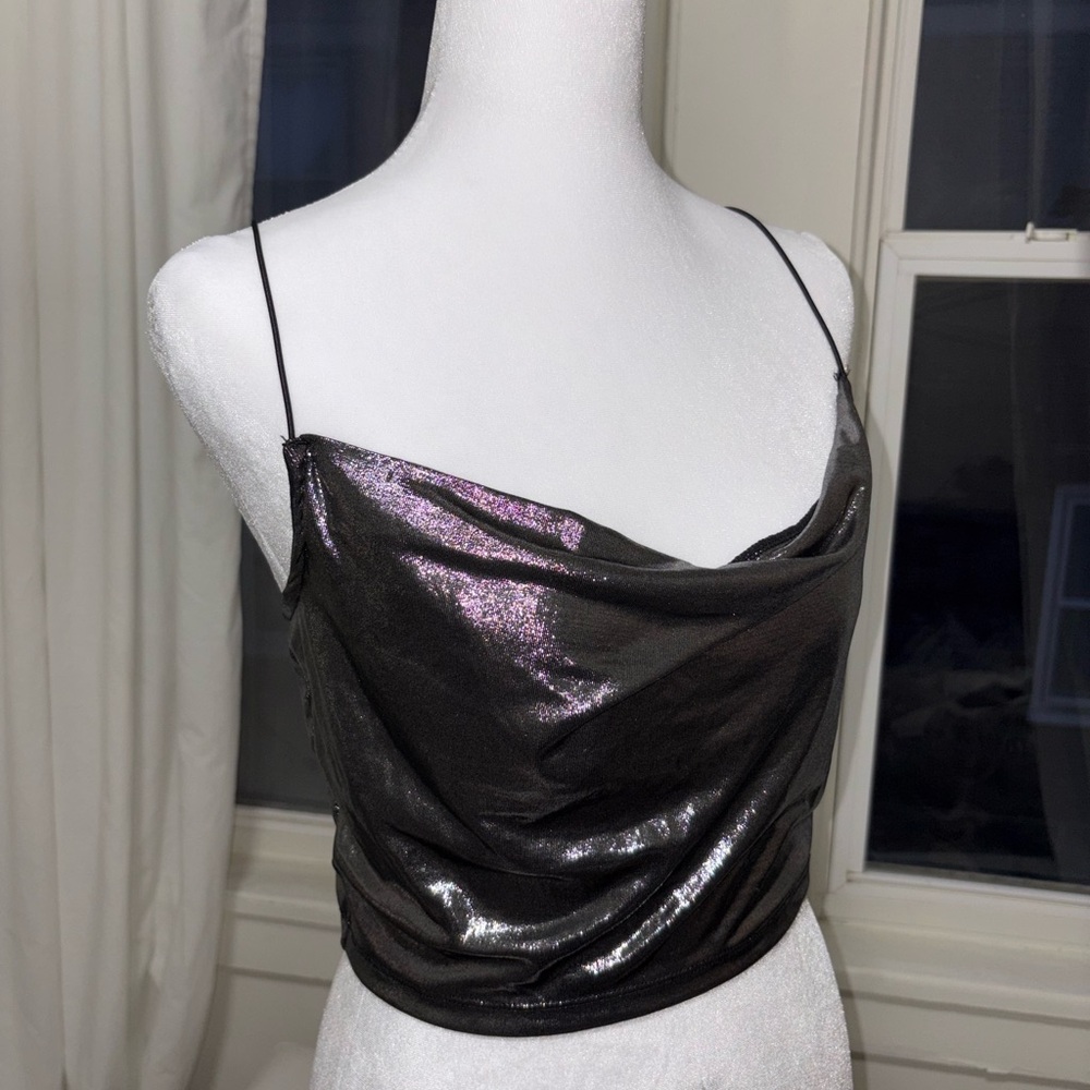 Silver Metallic Crop Top
